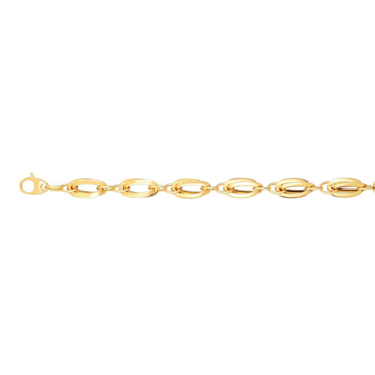 14K Gold Polished Double Link Elongated Oval Bracelet