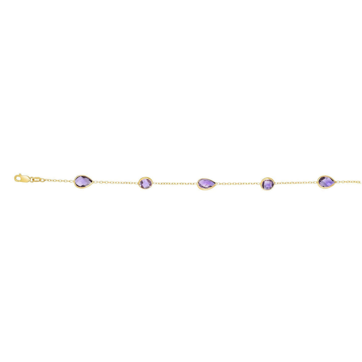 14K Gold Semi-Precious (Garnet, Citrine, Peridot, Blue Topaz, Amethyst) Bracelet