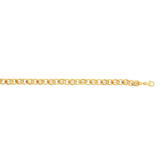 14K Gold Diamond Cut & Polished Alternating Oval Link Bracelet