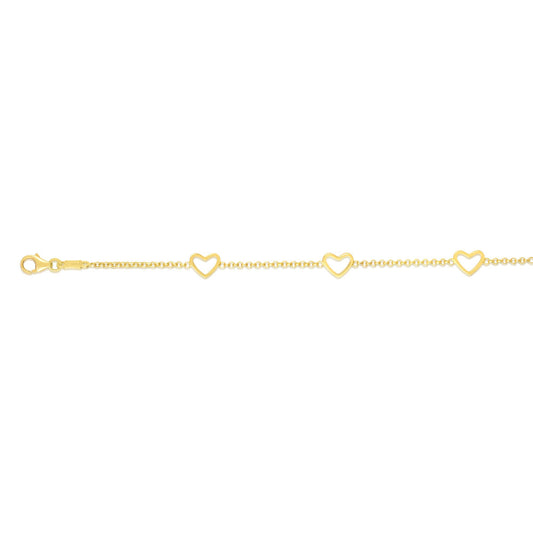 14K Gold Children's Open Heart Bracelet