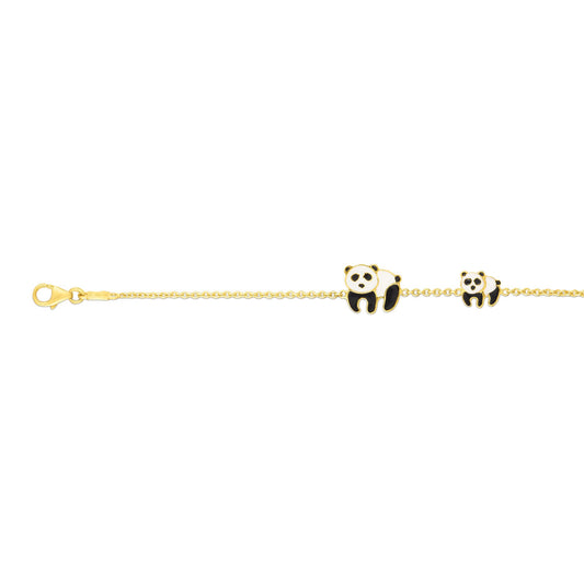 14K Gold Children's Enamel Panda Bracelet