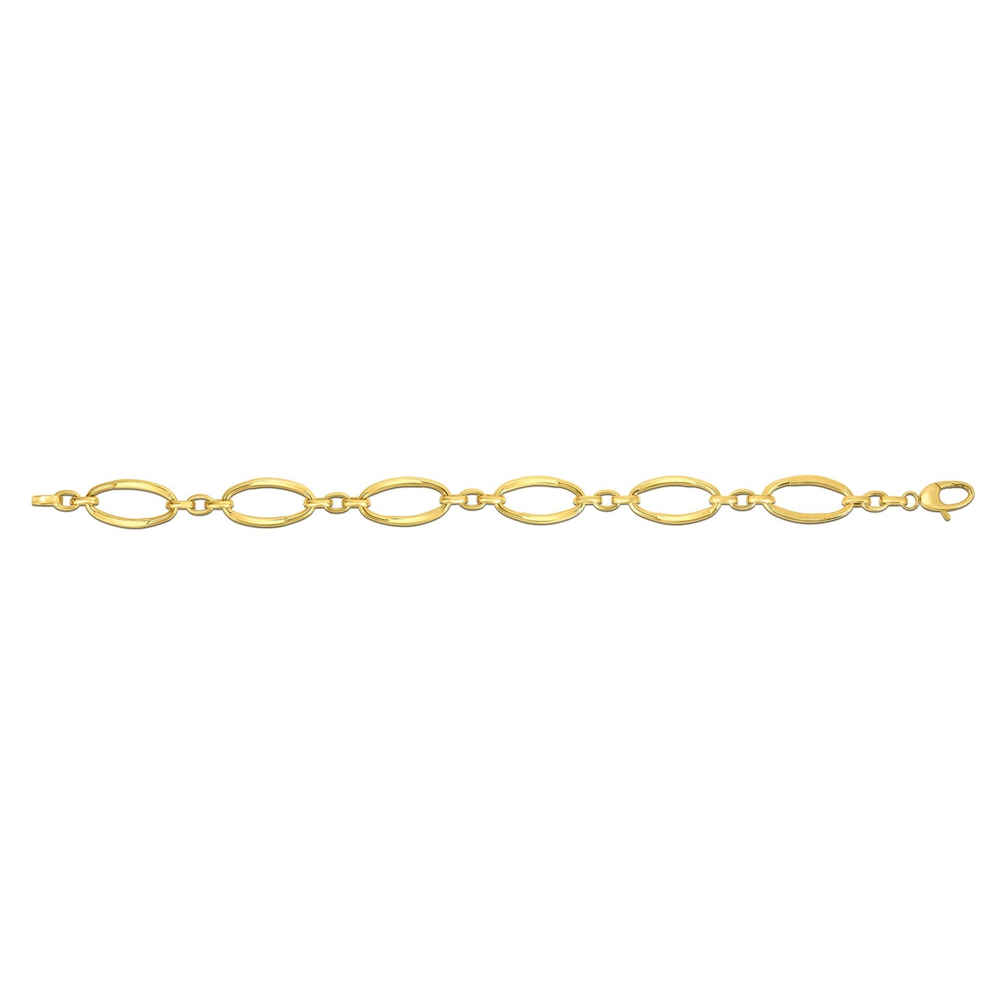 14K Gold Polished Three Plus One Oval Link