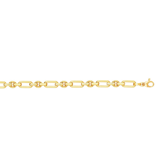 14K Gold Polished & Diamond Cut Elongated Oval Link