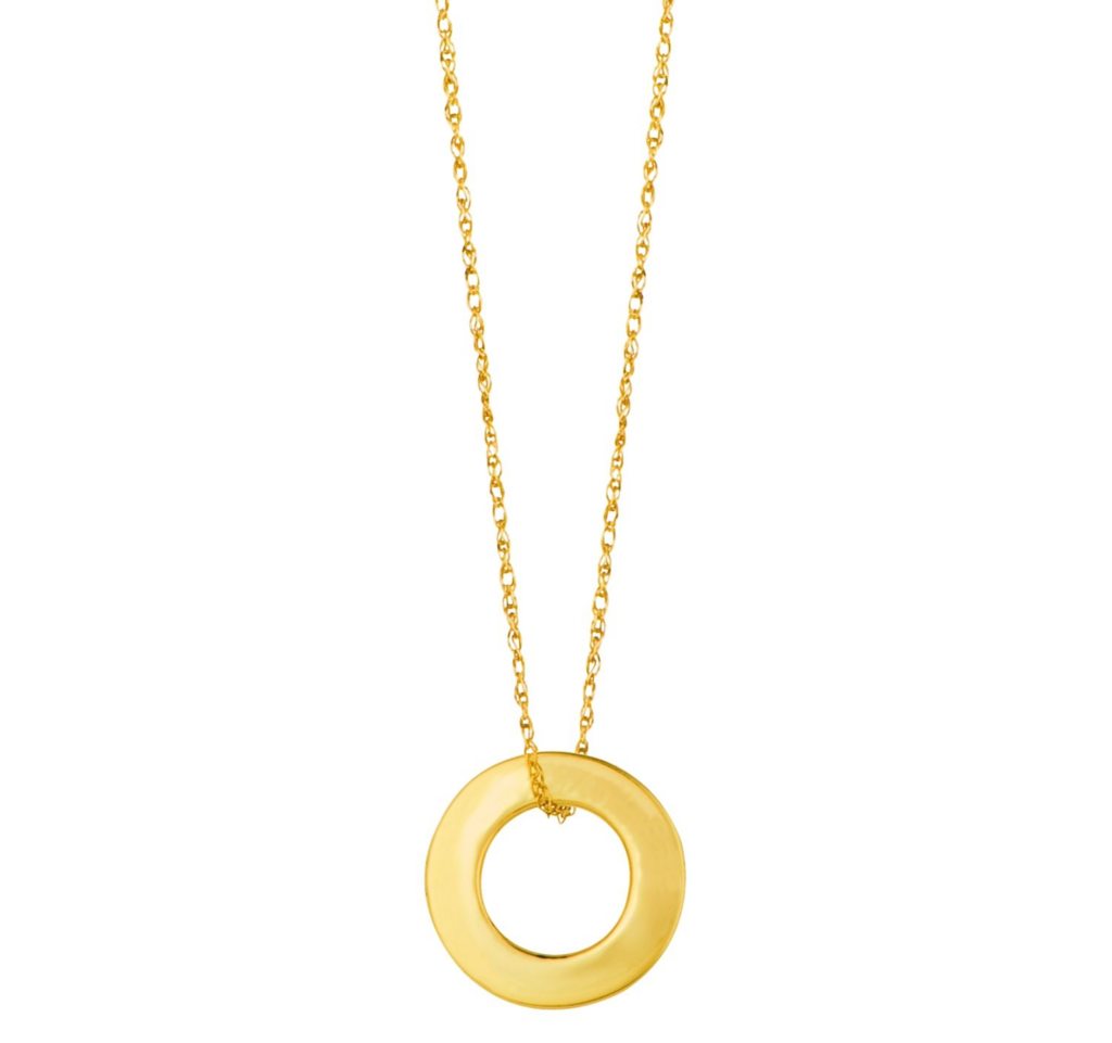 14K Gold Polished Mini Open Circle Necklace