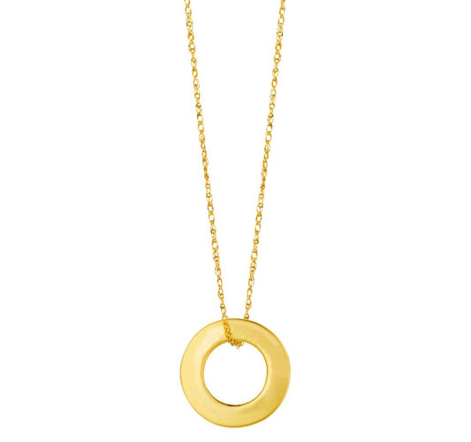 14K Gold Polished Mini Open Circle Necklace