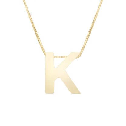 14K Gold Yours Truly Block Letter Initial Letter Necklace