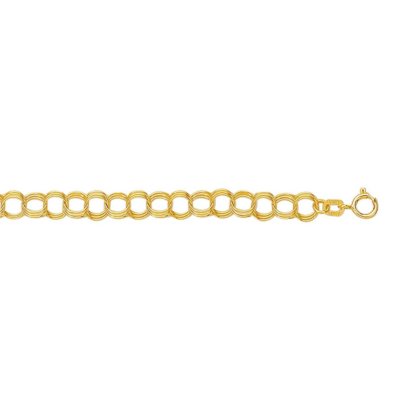 14K Gold Small Double Link Charm Bracelet with Spring Ring Closure