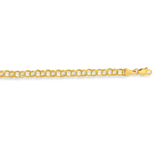 14K Gold Double Link Charm Bracelet with Lobster Lock