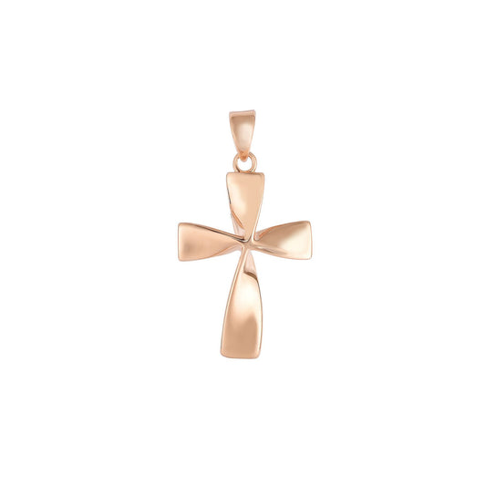 14K Rose Gold Twist Cross