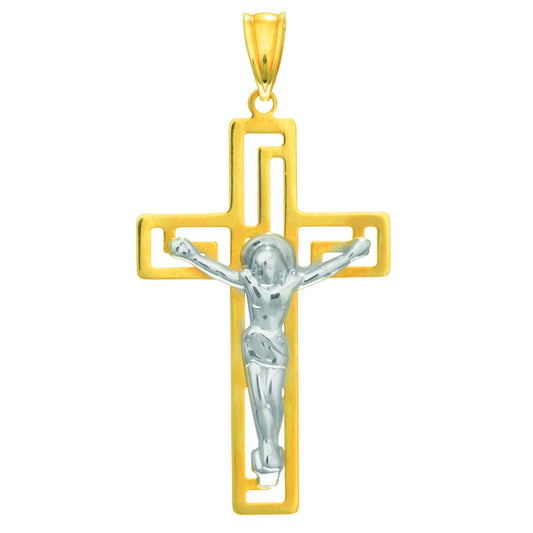 14K Yellow Gold Open Back Crucifix Cross