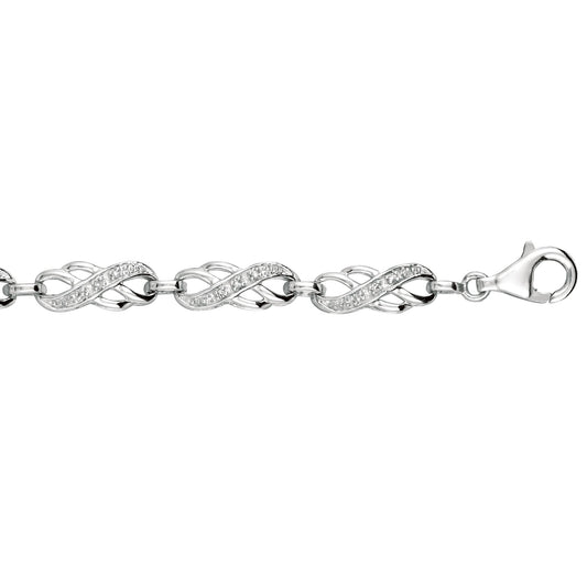 Sterling Silver Double Infinity Diamond Accent Link Bracelet