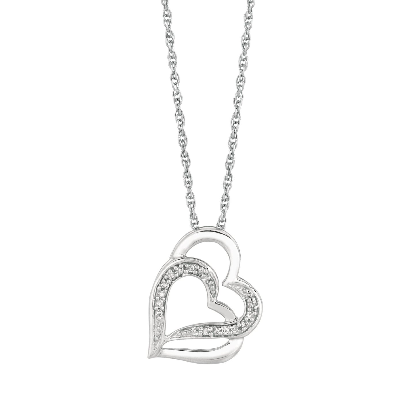 Sterling Silver Diamond Accent Interlocked Hearts Necklace