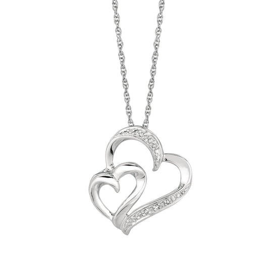 Sterling Silver Diamond Accent Interlocked Hearts Necklace