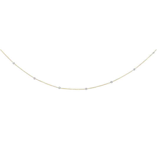 14K Gold White Bezel Diamonds by the Yard Necklace