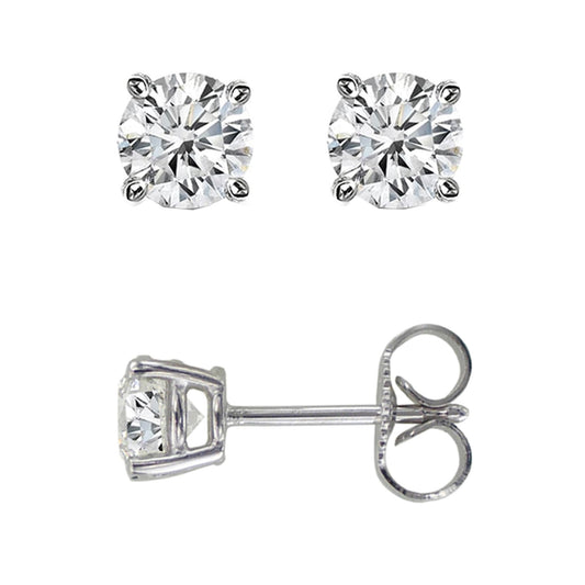 14K Gold .25ct G-H/SI2 Princess Cut Diamond Stud Earring