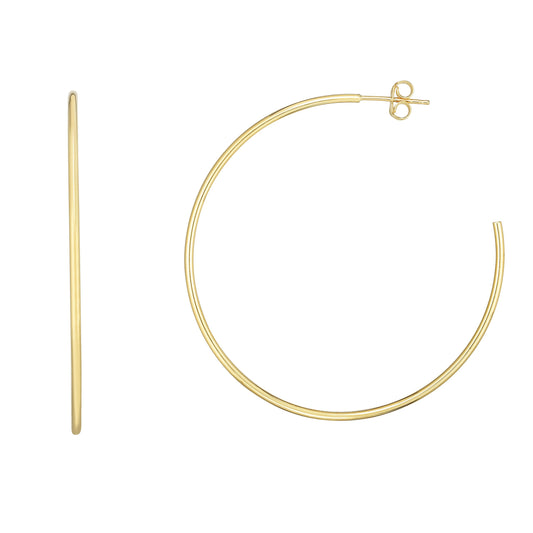 14K Gold 1.5x40mm Polished C Hoop Earring | 1.5mm Thickness