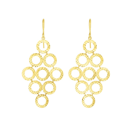 14K Gold Diamond Cut Circles Chandelier Earring