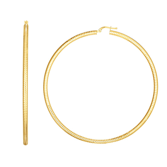 14K Gold Textured Hoop Earring