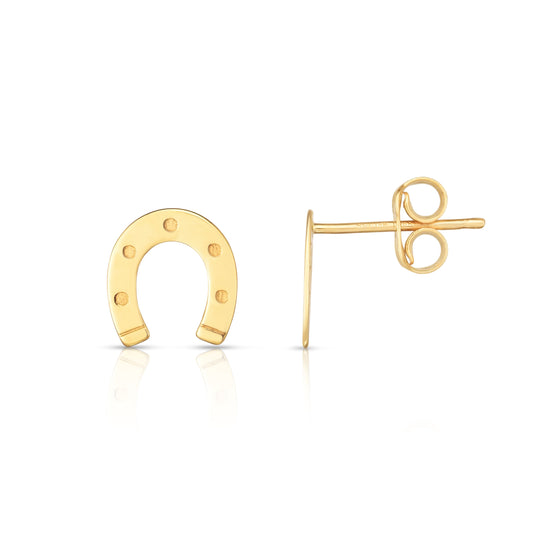 14K Gold Polished Horseshoe Stud Earrings