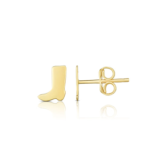 14K Gold Polished Cowboy Boot Stud Earrings