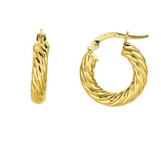 14K Gold Twist Hoop Earring