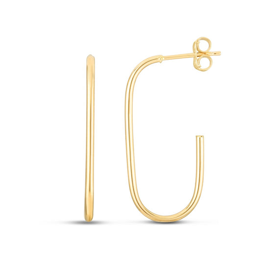 14K Gold Polished Paperclip Inspired J Hoop