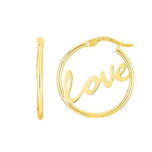 14K Gold Polished Love Hoop