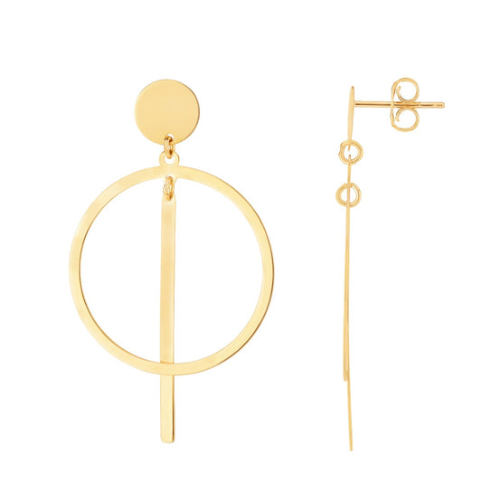 14K Gold Geometric Drop Earrings