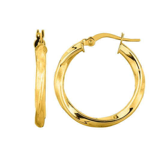 14K Gold Textured Back to Back Hoop Earring