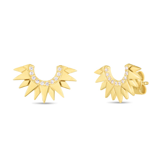 14K Gold Sunburst Diamond Studs