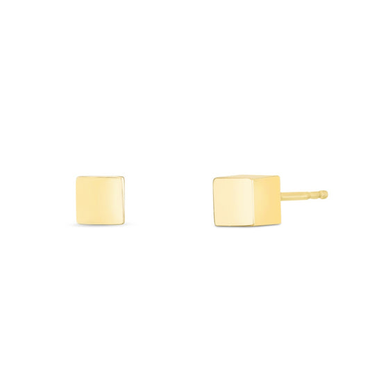 14K Gold Cube Stud Earrings 14K Gold 3D Cube Stud Earrings with Push Back Closure.