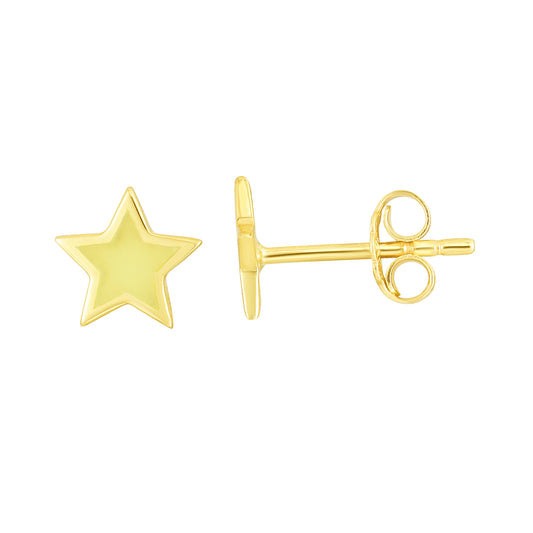 14K Gold Yellow Enamel Star Children's Studs