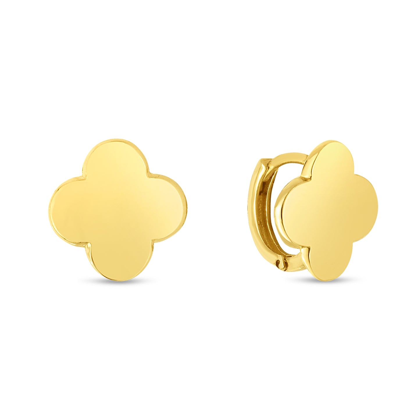 14K Gold Polished Clover Stud Earrings