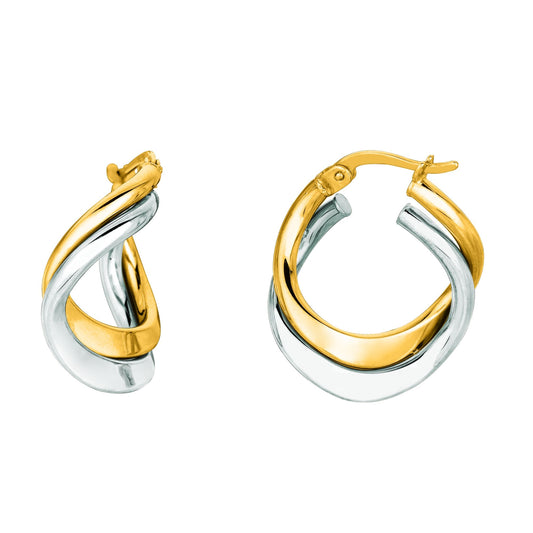 14K Gold Yellow & Mini Freeform Double Hoop Earring