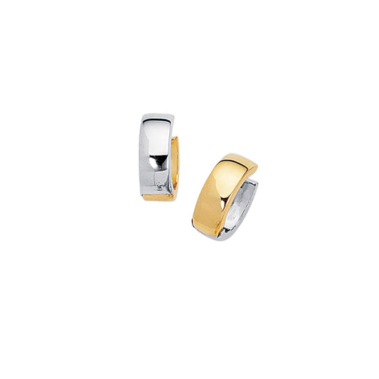 14K Yelllow & Gold Reversible Huggie Earring