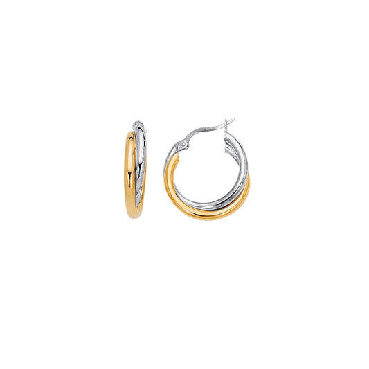 14K Gold Yellow & Polished Double Row Hoop Earring