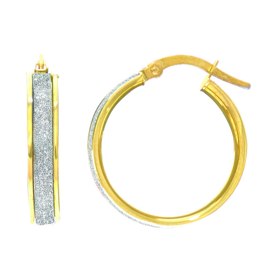 14K Gold 15MM Glitter Hoop Earring