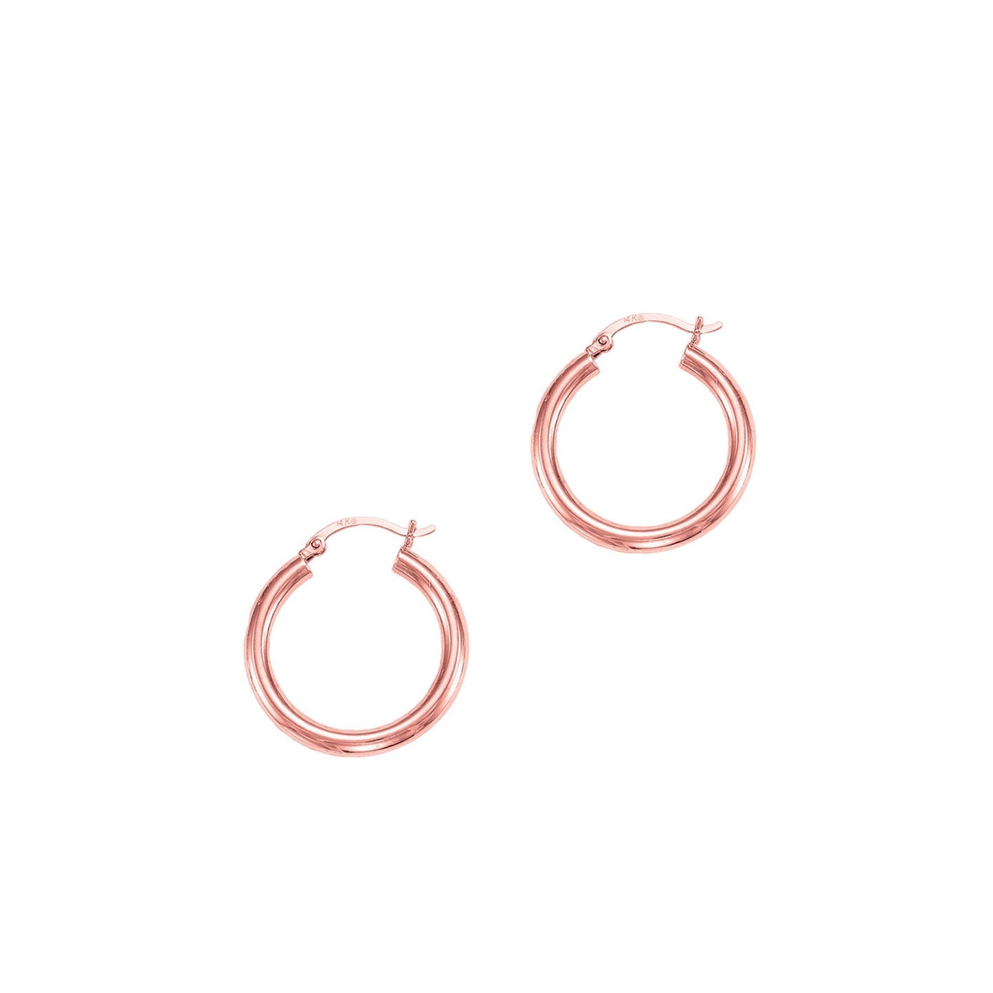 Polished 14K Gold Round Hoop Earring with Hinged Clasp