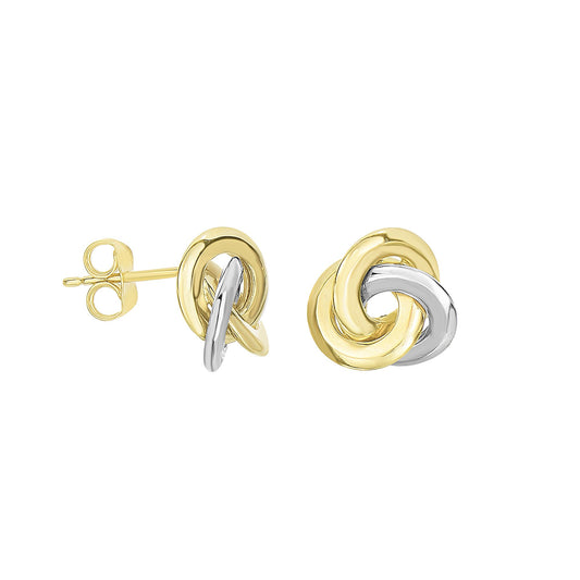 14K Yellow & Gold Polished Love Knot Stud Earring