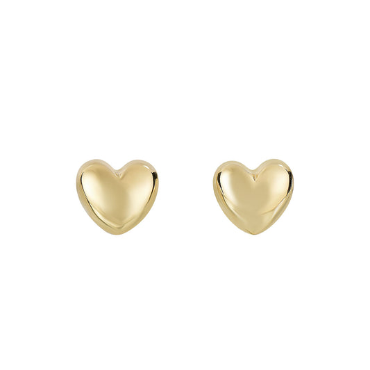 14K Gold Small Polished Heart Post Earring