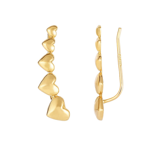 14K Gold Heart Ear Climber