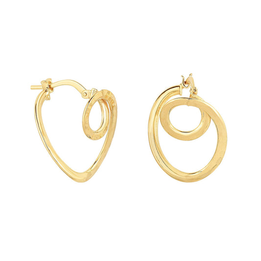 14K Gold Polished & Diamond Cut Front to Back Hoop Earring