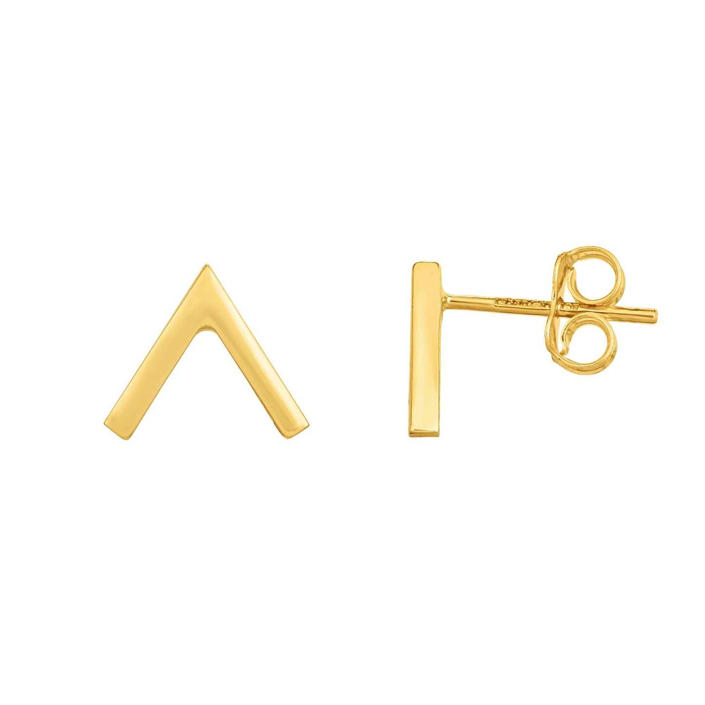 14K Gold Open Arrow Stud Earring