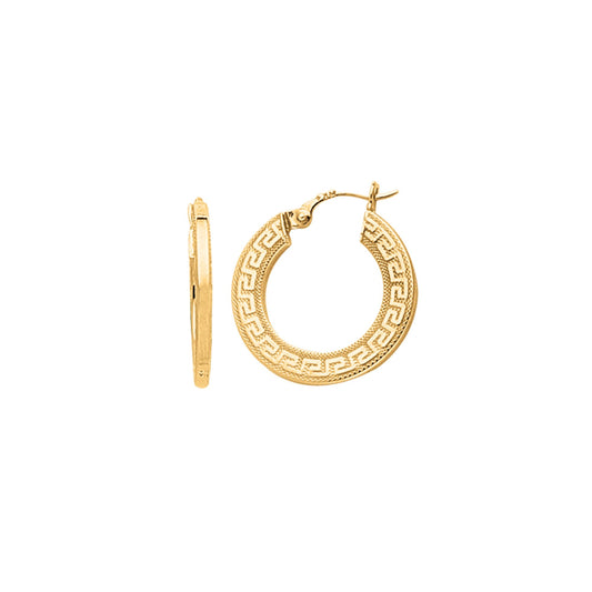 14K Greek Key Hoop Earring