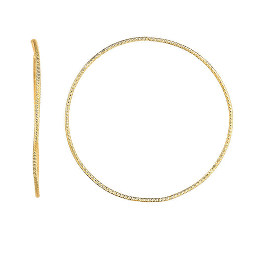 14K Gold Diamond Cut Endless Hoop Earring