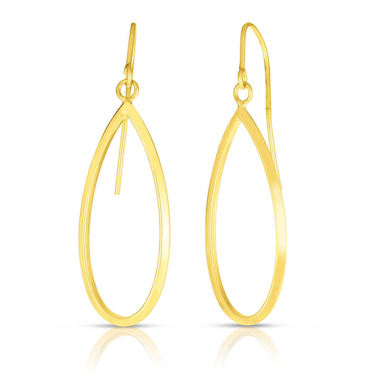 14K Gold Graduated Open Oval Dangle Earring