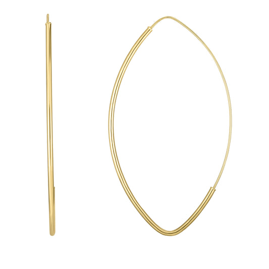 14K Gold Polished Marquise Fashion Hoop Earring