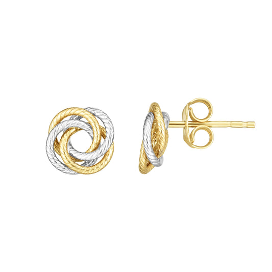 14K Yellow & Gold Multi-Row, Open Center Love Knot Stud Earring