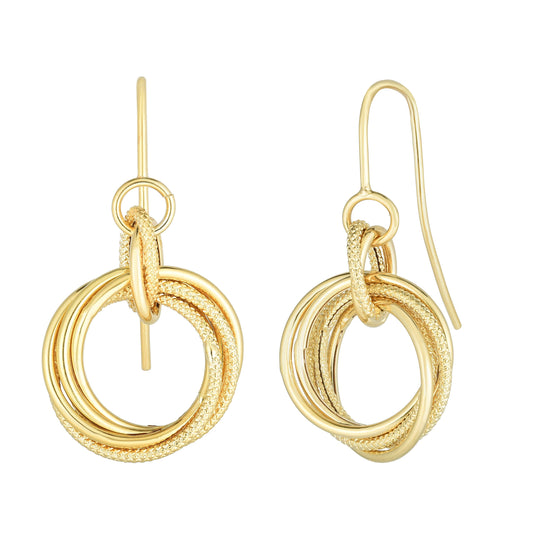 14K Gold Small Multi Row Dangle Earring