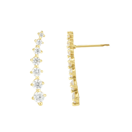 14K Gold Graduated CZ Ear Climber